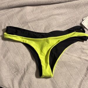 Fabletics reversible Neon Yellow and Black Bikini Bottom